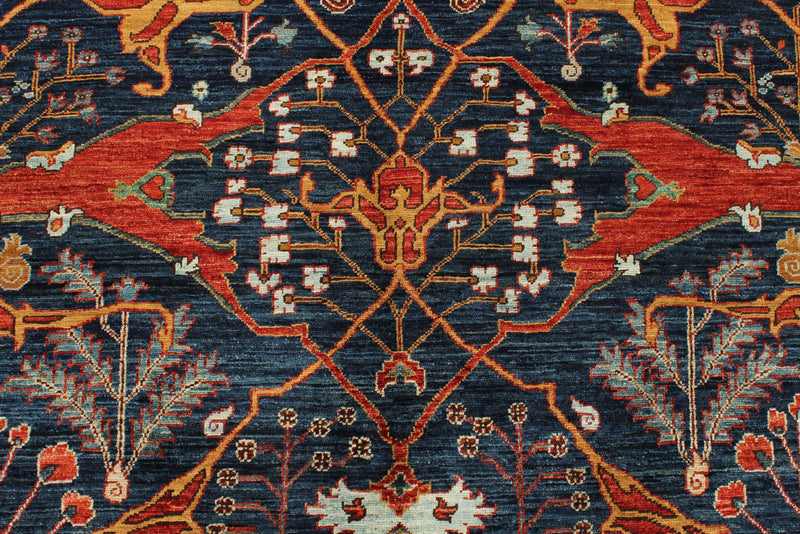 4x6 Navy and Multicolor Traditional Rug