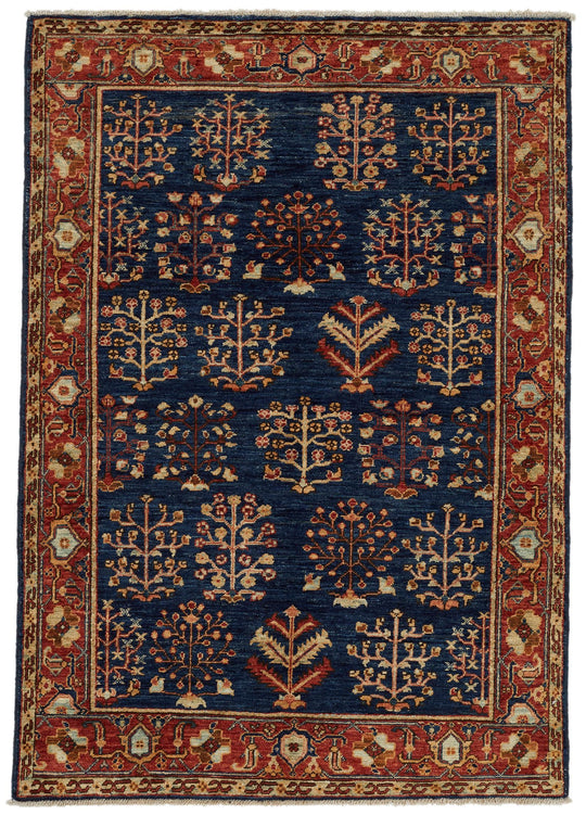 4x6 Navy and Red Anatolian Traditional Rug