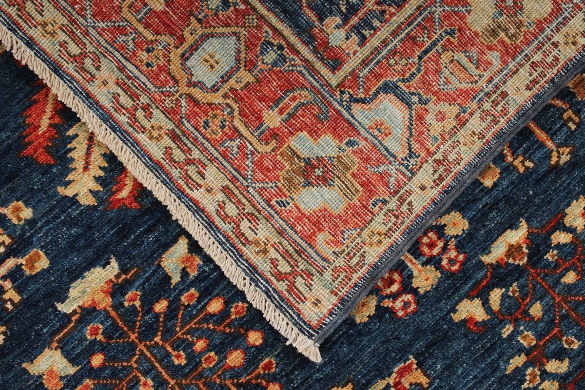 4x6 Navy and Red Anatolian Traditional Rug