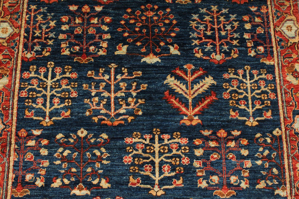 4x6 Navy and Red Anatolian Traditional Rug