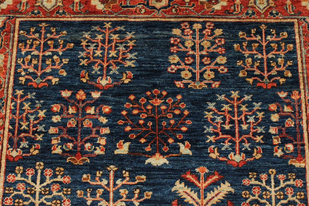 4x6 Navy and Red Anatolian Traditional Rug