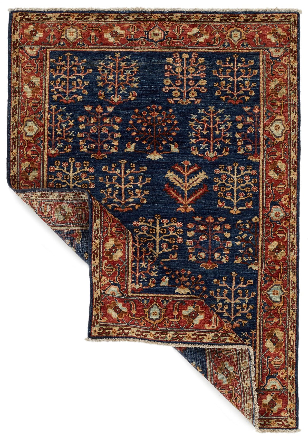 4x6 Navy and Red Anatolian Traditional Rug
