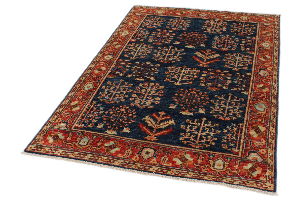 4x6 Navy and Red Anatolian Traditional Rug