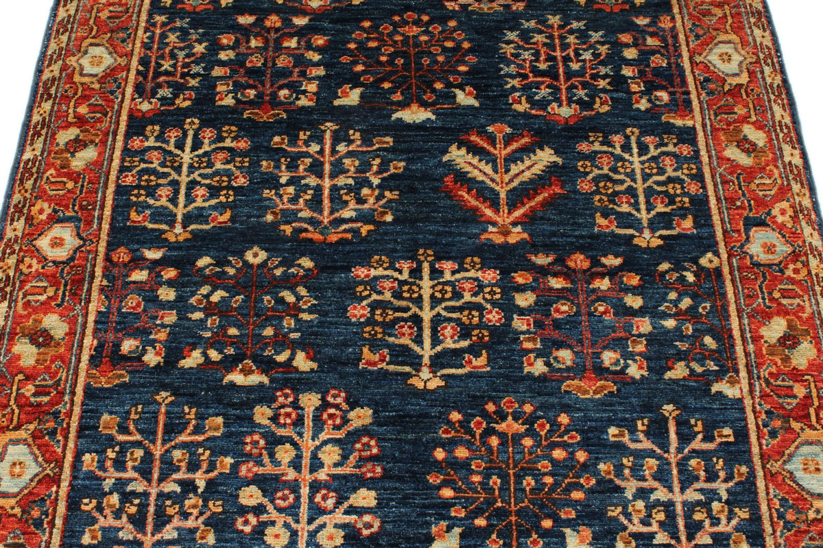 4x6 Navy and Red Anatolian Traditional Rug