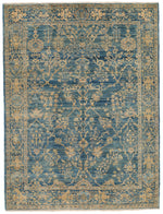 5x7 Light Blue and Ivory Traditional Rug