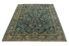 5x7 Light Blue and Ivory Traditional Rug