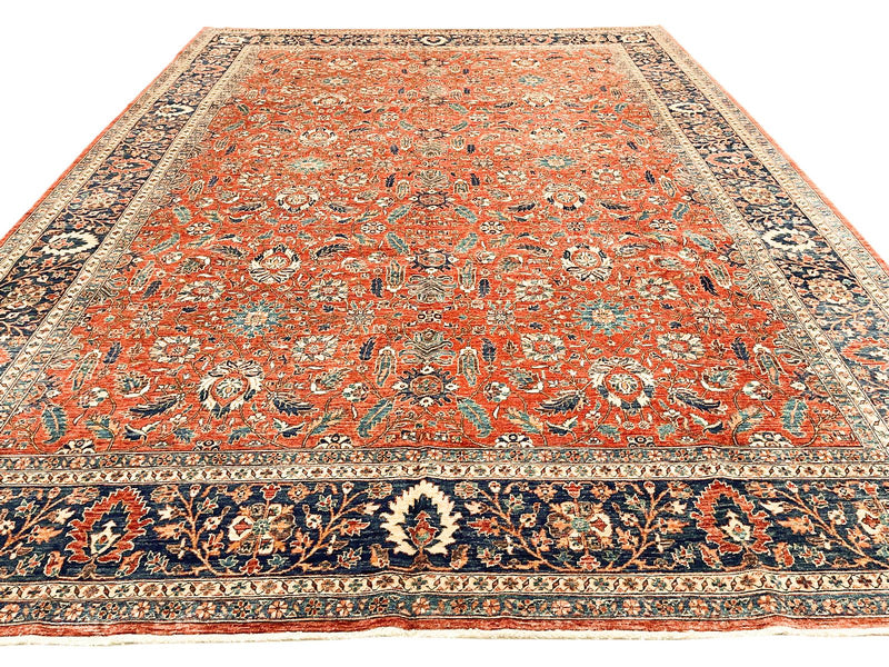 10x14 Red and Navy Traditional Rug