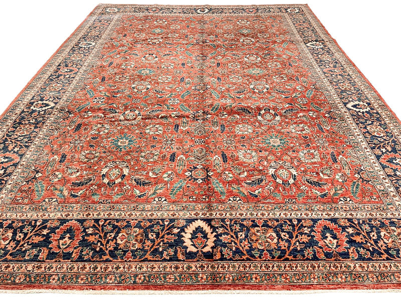 10x14 Red and Navy Traditional Rug