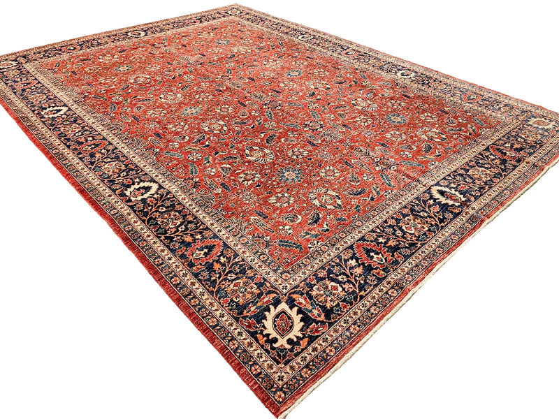 10x14 Red and Navy Traditional Rug