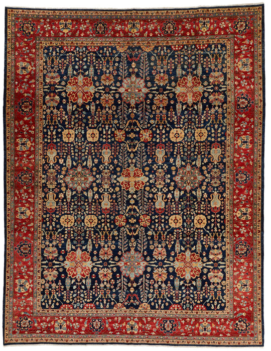 9x12 Navy and Red Anatolian Traditional Rug
