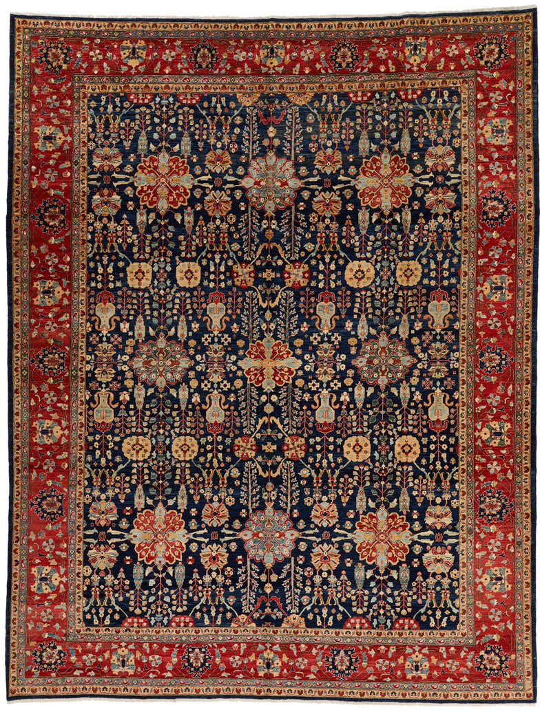 9x12 Navy and Red Anatolian Traditional Rug