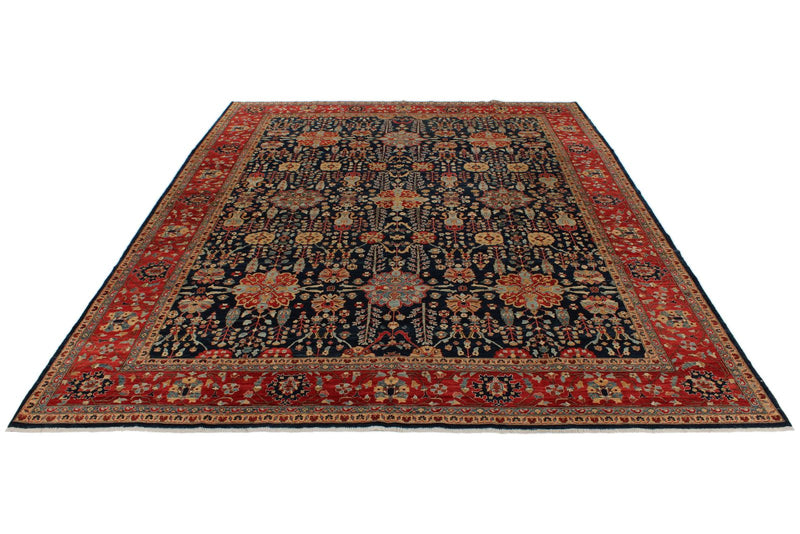 9x12 Navy and Red Anatolian Traditional Rug