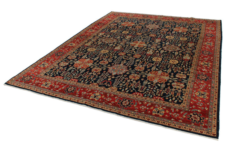 9x12 Navy and Red Anatolian Traditional Rug