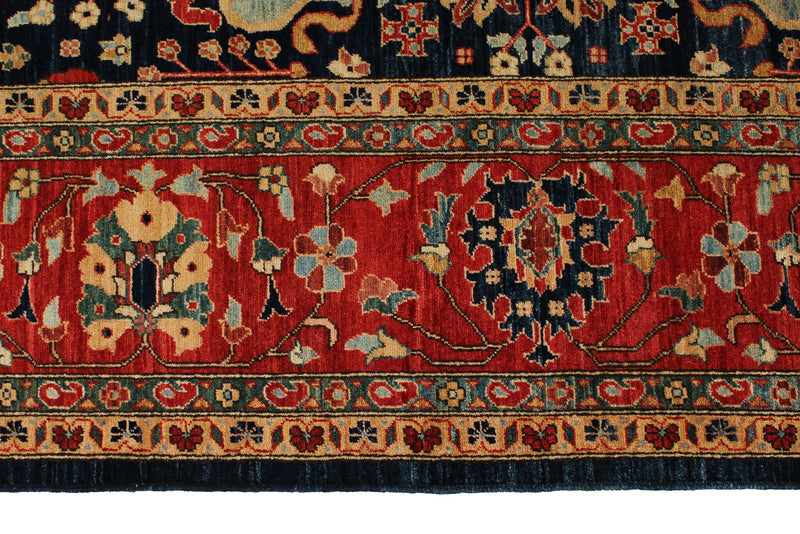 9x12 Navy and Red Anatolian Traditional Rug