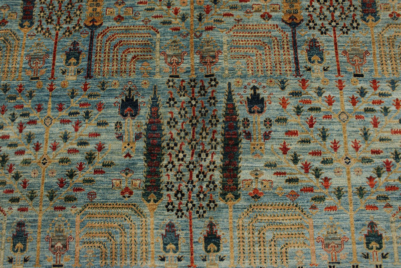 9x12 Light Blue and Light Green Traditional Rug