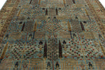 9x12 Light Blue and Light Green Traditional Rug