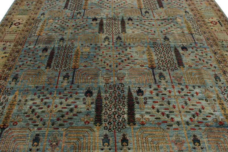 9x12 Light Blue and Light Green Traditional Rug