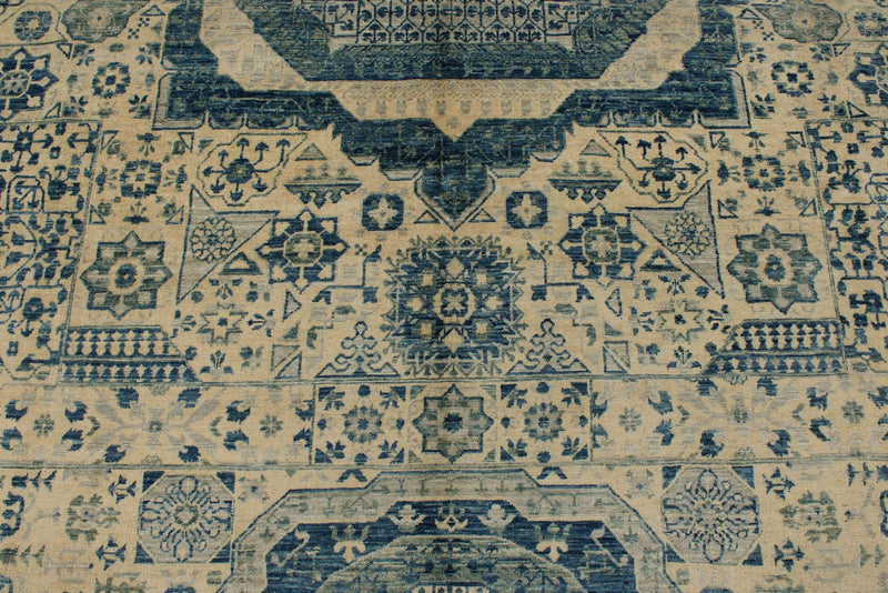 8x12 Ivory and Blue Anatolian Traditional Rug