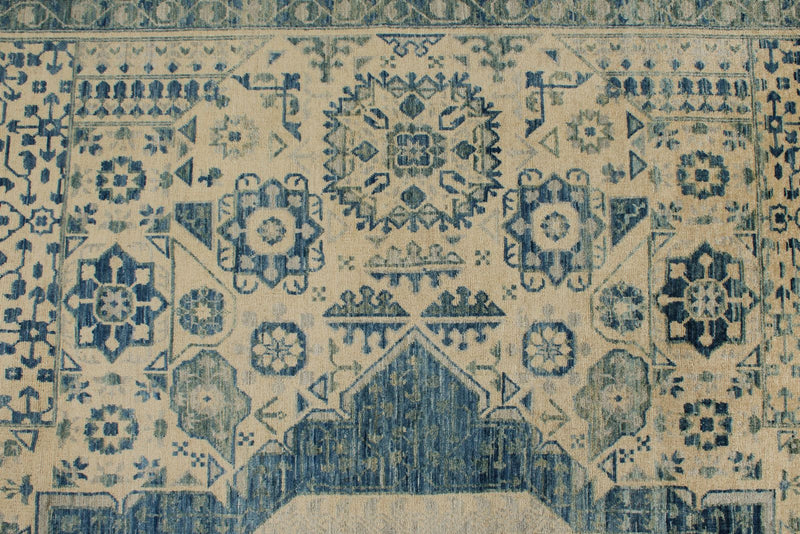 8x12 Ivory and Blue Anatolian Traditional Rug