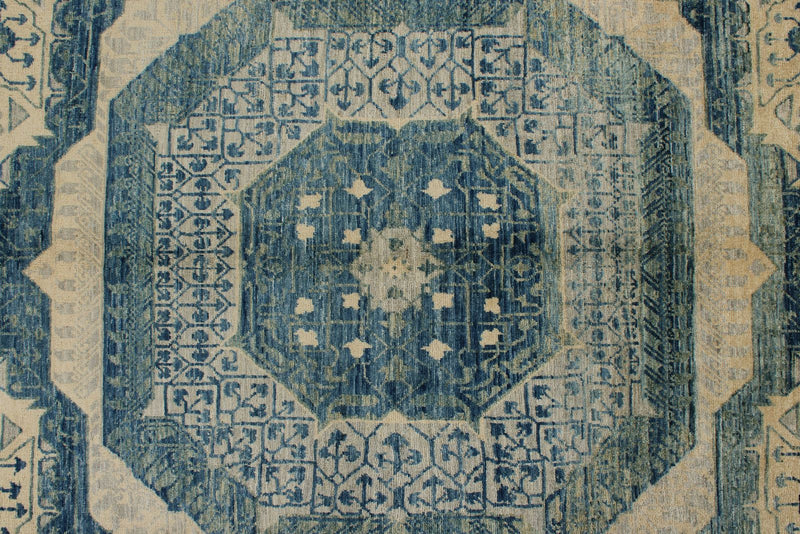 8x12 Ivory and Blue Anatolian Traditional Rug