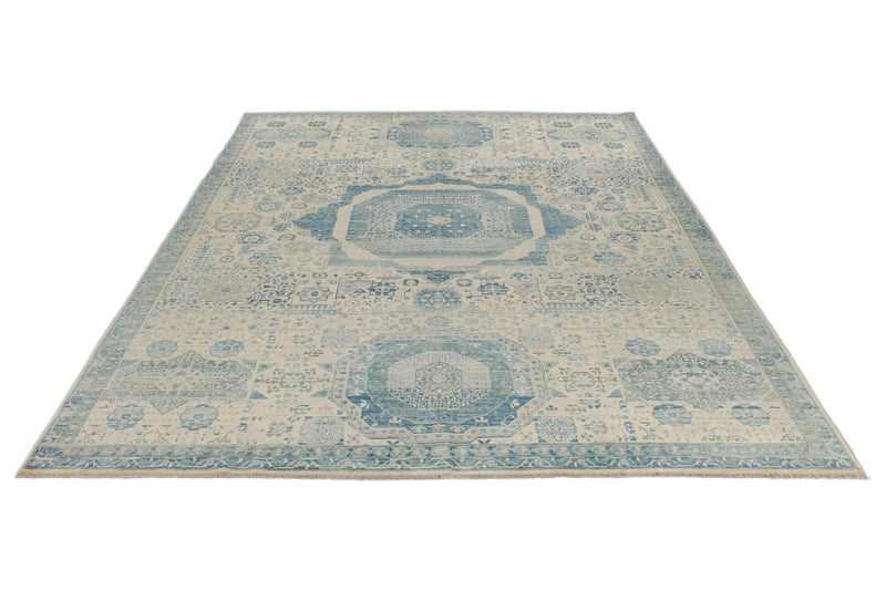 8x12 Ivory and Blue Anatolian Traditional Rug