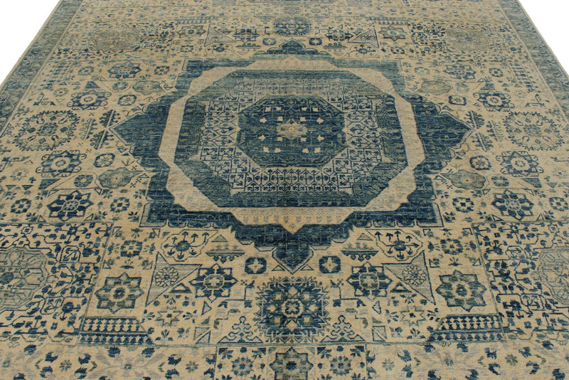 8x12 Ivory and Blue Anatolian Traditional Rug