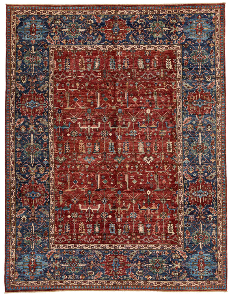 9x12 Red and Navy Anatolian Traditional Rug