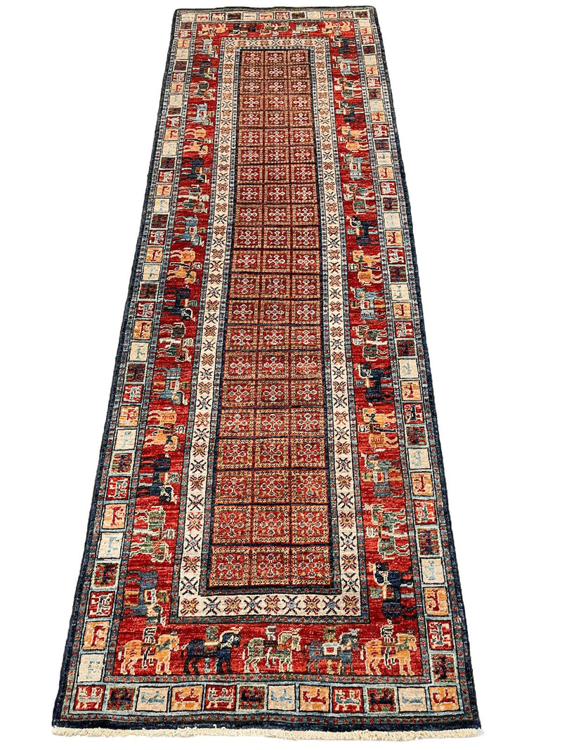 3x8 Vintage Red and Multicolor Traditional Runner