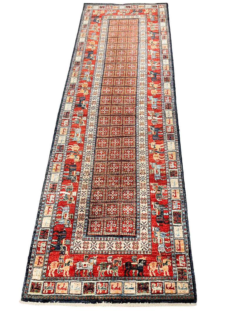 3x8 Vintage Red and Multicolor Traditional Runner