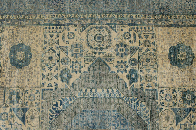 8x11 Ivory and Light Blue Anatolian Traditional Rug