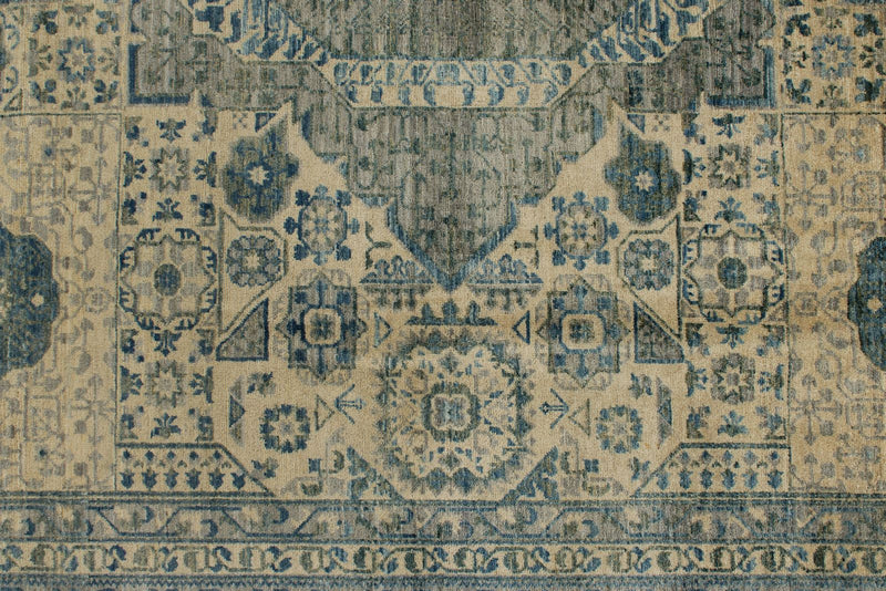 8x11 Ivory and Light Blue Anatolian Traditional Rug