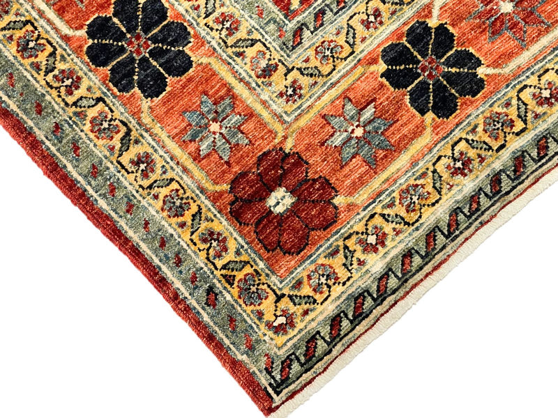 7x10 Vintage Red and Green Anatolian Traditional Rug
