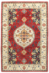 7x10 Vintage Ivory and Red Green Persian Rug