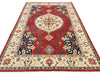 7x10 Vintage Ivory and Red Green Persian Rug