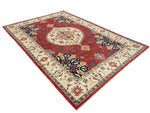 7x10 Vintage Ivory and Red Green Persian Rug