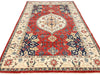 7x10 Vintage Ivory and Red Green Persian Rug