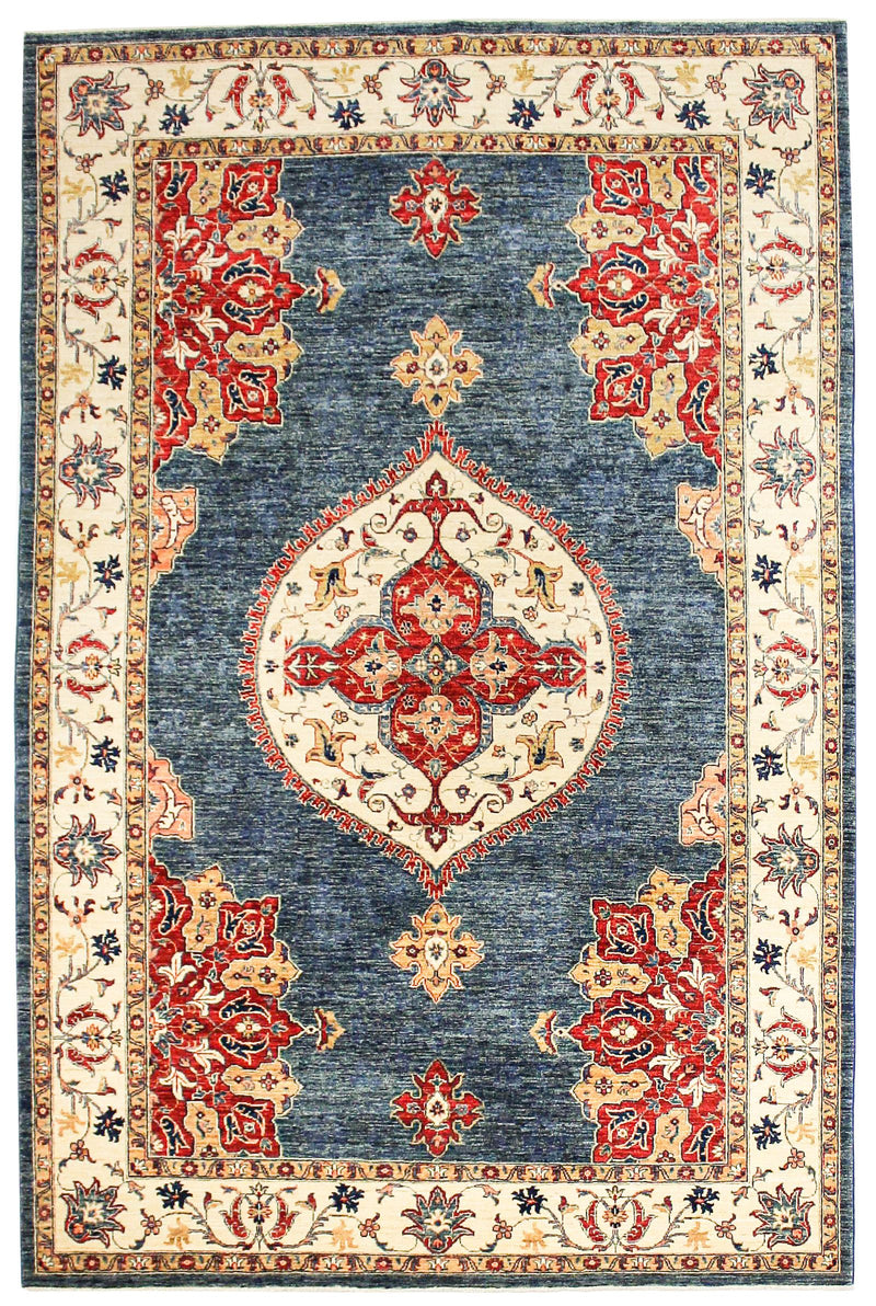 7x10 Light Blue and Ivory Persian Rug