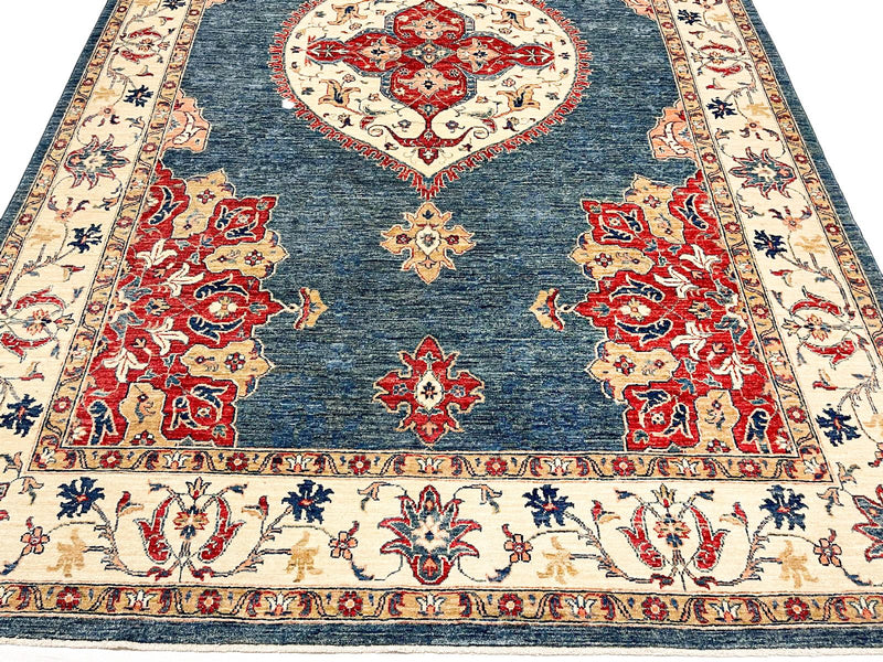 7x10 Light Blue and Ivory Persian Rug