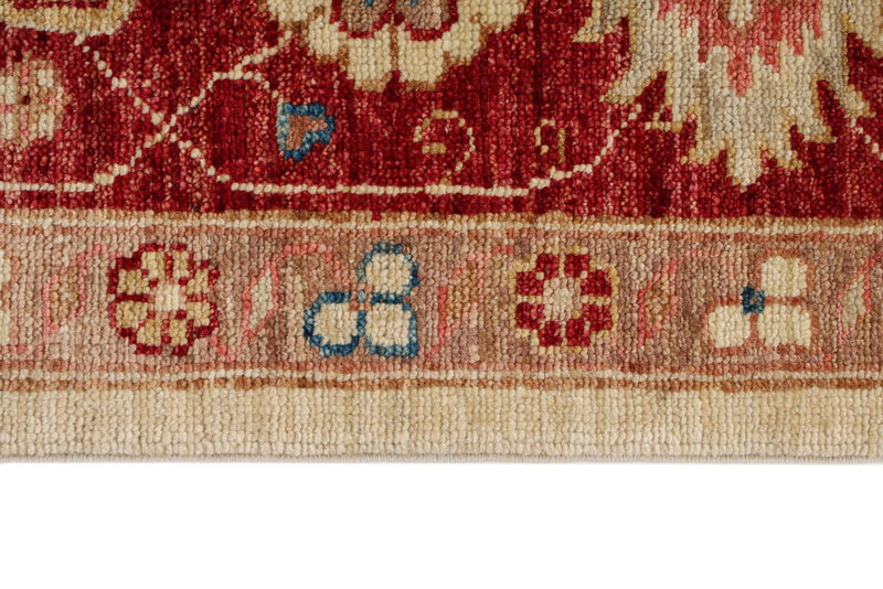 7x9 Red and Ivory Turkish Oushak Rug