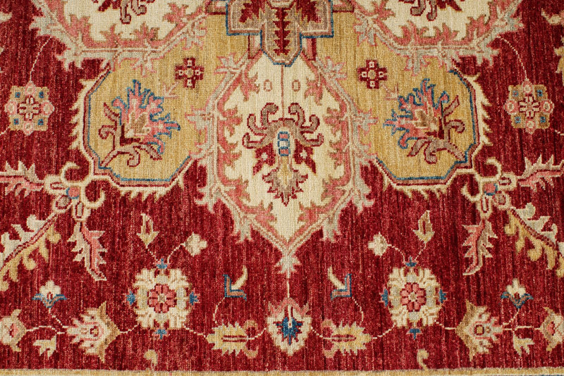 7x9 Red and Ivory Turkish Oushak Rug