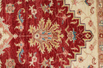 7x9 Red and Ivory Turkish Oushak Rug