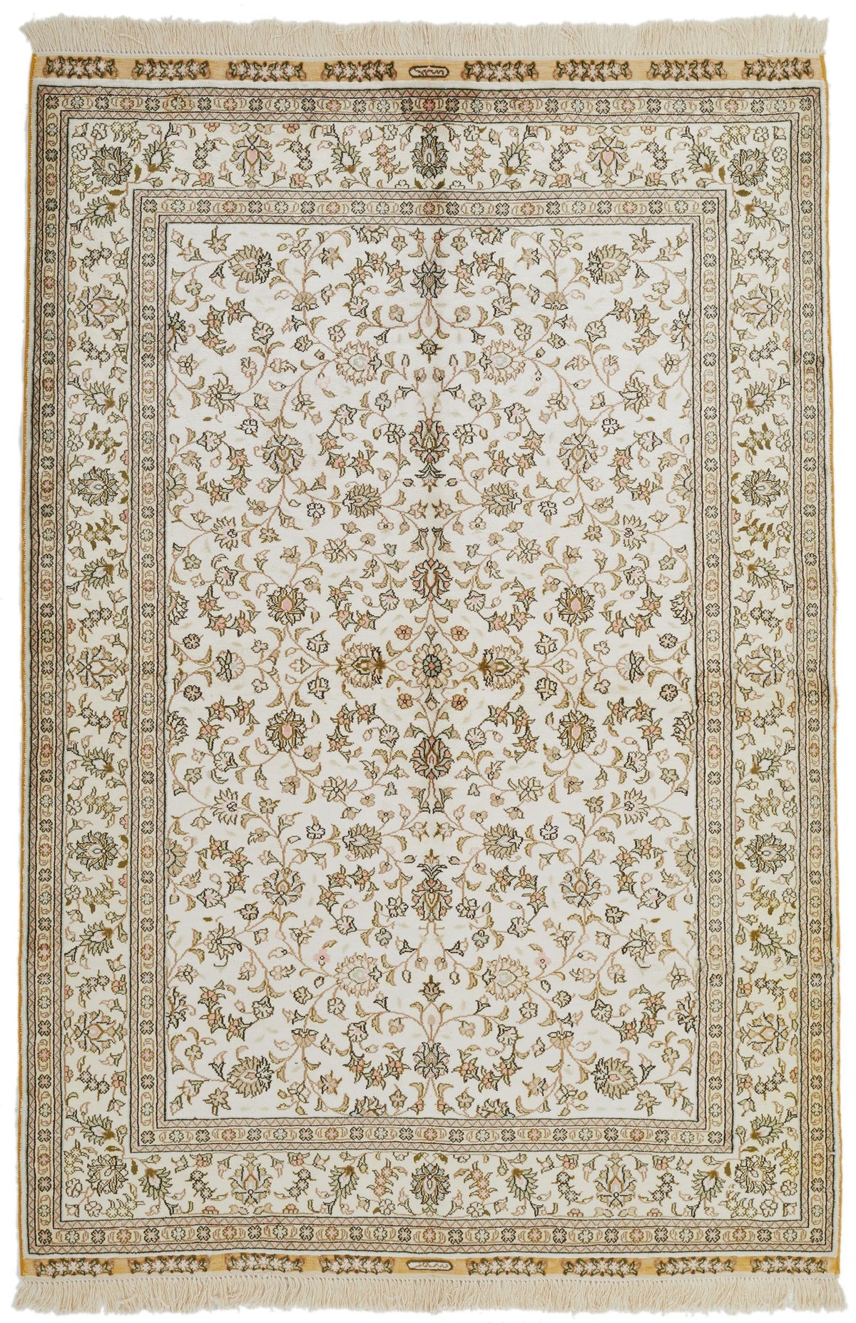 4x6 Ivory Turkish Silk Rug
