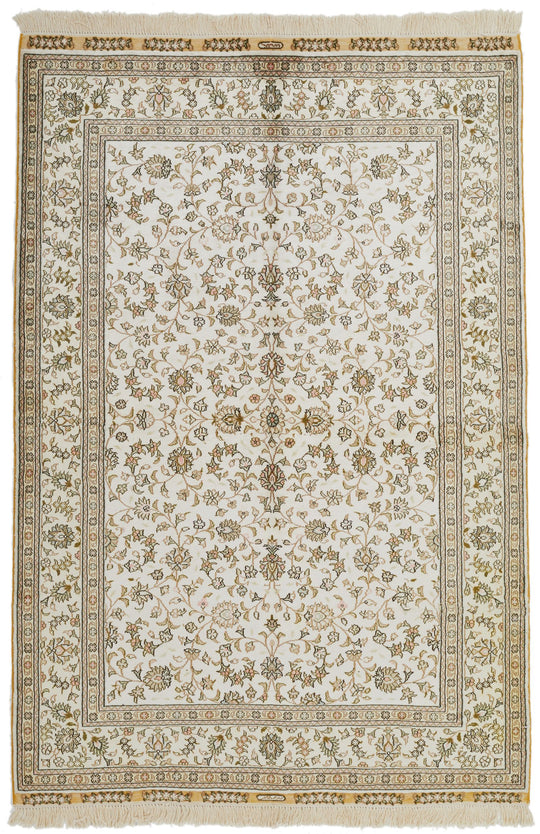 4x6 Ivory Turkish Silk Rug