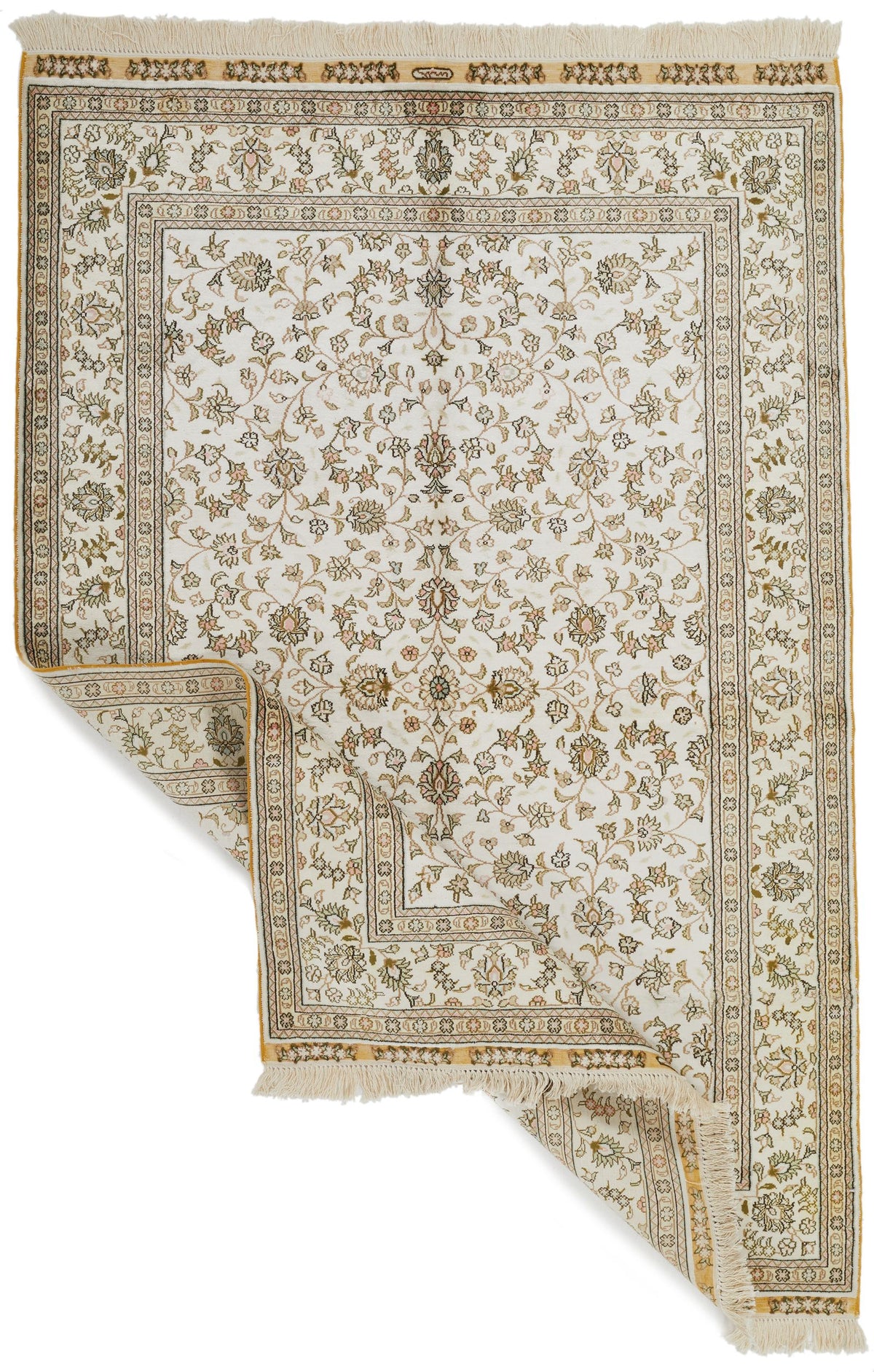 4x6 Ivory Turkish Silk Rug
