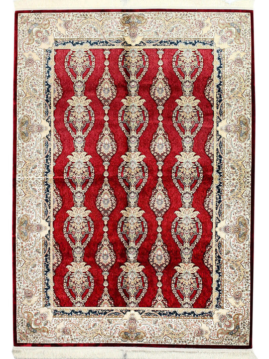 6x8 Red and Beige Turkish Antep Rug