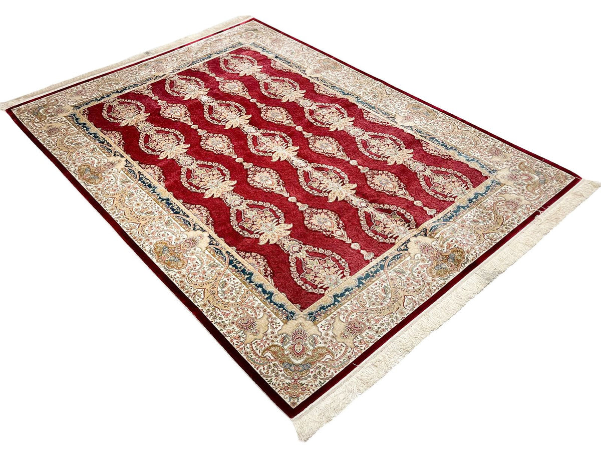 6x8 Red and Beige Turkish Antep Rug