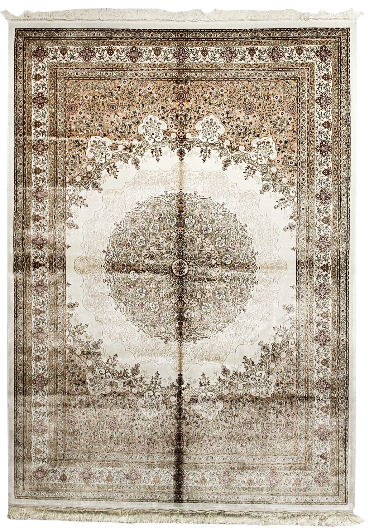 6x8 Ivory and Brown Turkish Antep Rug