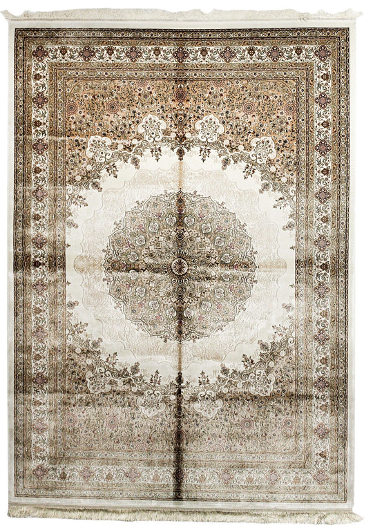 6x8 Ivory and Brown Turkish Antep Rug