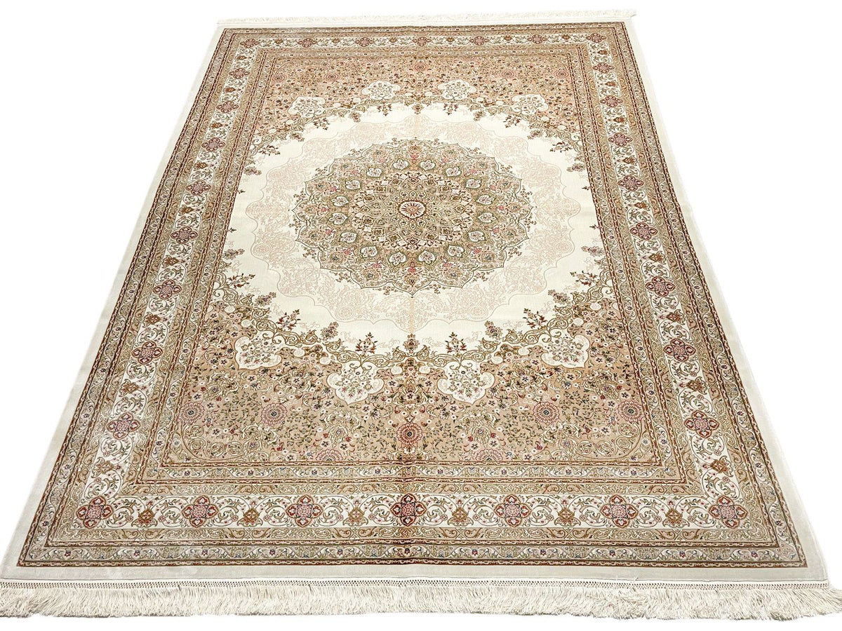 6x8 Ivory and Brown Turkish Antep Rug