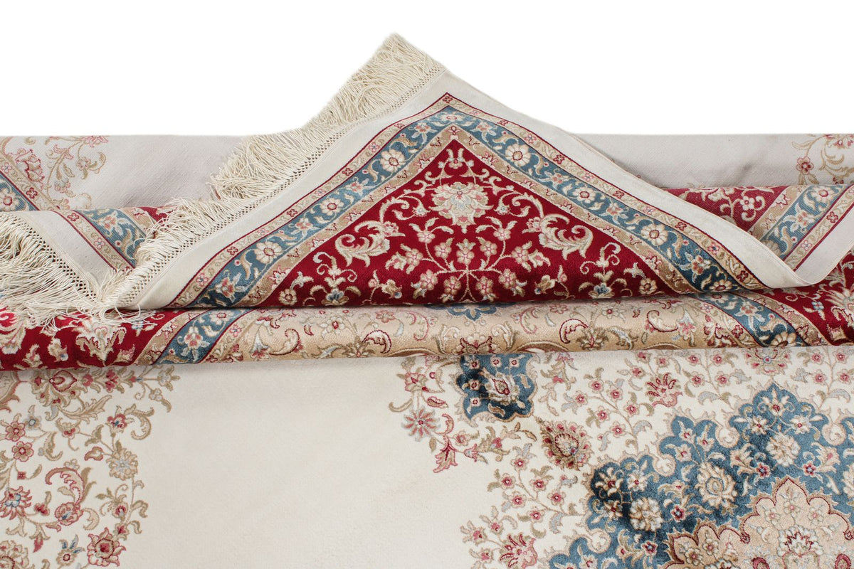 6x9 Ivory and Red Turkish Antep Rug